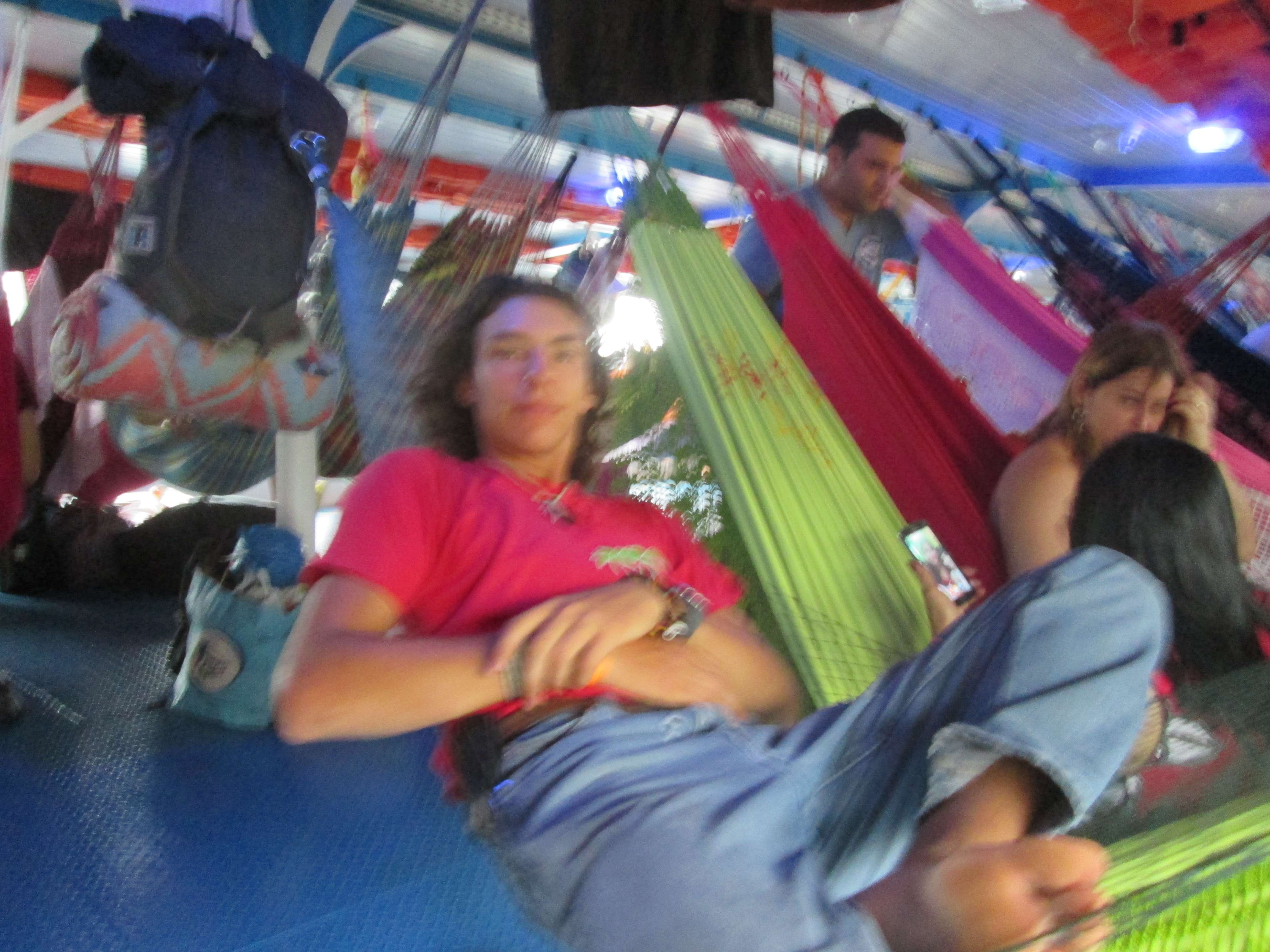 Me in my hammock on the boat, before it's too crowded