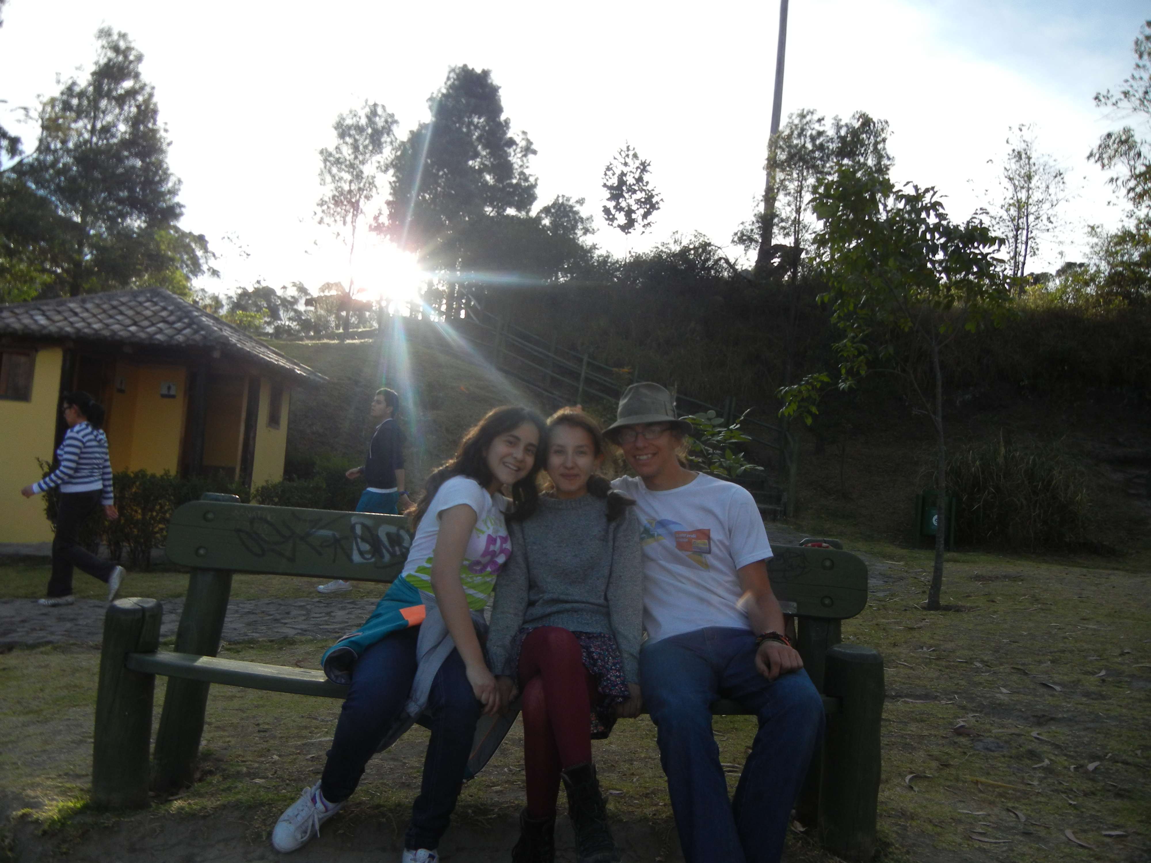 The three of us on a bench